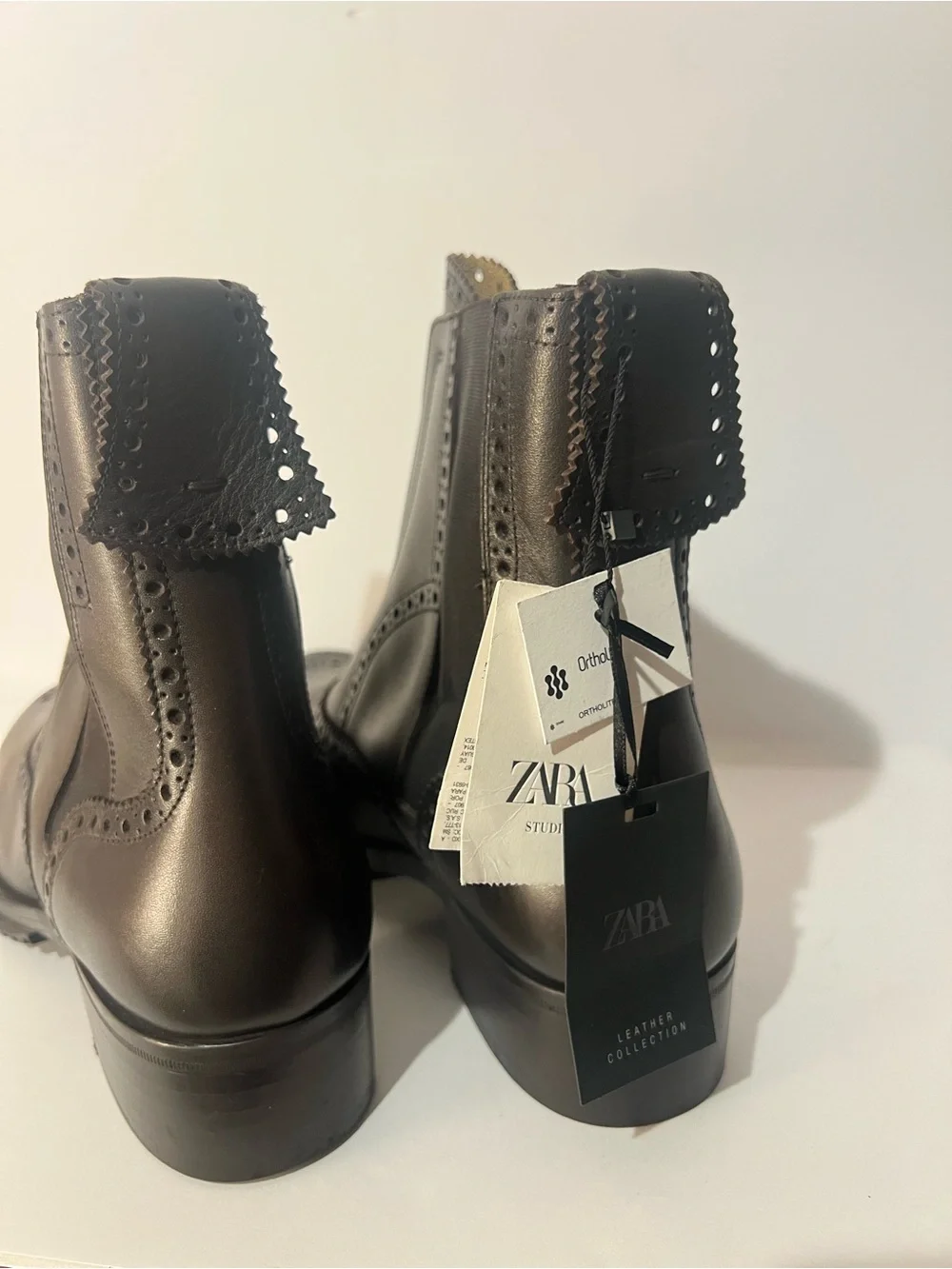 Zara NWT Men’s Limited Edition Leather Brogue Chelsea Boots Brown US 11